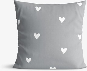 Goldea bavlnená obliečka na vankúš - srdiečka na sivom 40 x 60 cm