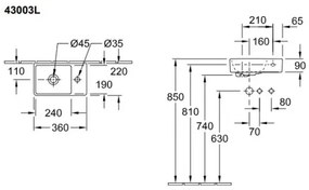 Villeroy & Boch 43003L01 - Závesné umývadlo AVENTO 36x22 cm keramika/biela