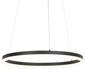 Dizajnové krúžkové závesné svietidlo čierne 60cm vrátane LED a stmievača - Anello