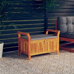 Záhradná úložná lavica s vankúšom 91 cm masívne akáciové drevo 319716