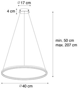 Zlaté závesné svietidlo 40 cm vrátane LED s 3-stupňovým stmievačom - Girello
