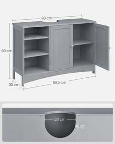 Skříňka pod umyvadlo Vasagle Mollie 90 cm šedá