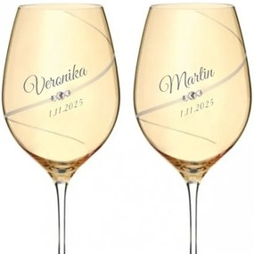 Dekorant Svadobné poháre na červené víno Silhouette City Amber s kryštálmi Swarovski 470 ml 2KS