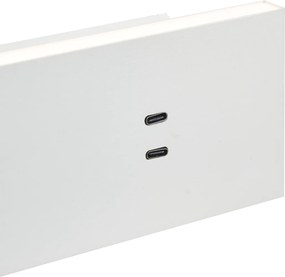 Moderné biele nastaviteľné nástenné svietidlo s USB-C vrátane LED - Modric