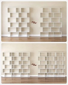 Knižnica, polica na knihy so 6 úrovňami, biela