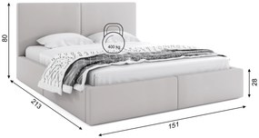 Čalúnená posteľ s úložným priestorom HILTON 140x200 - sivá