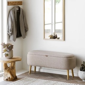 Béžová lavica z textílie buklé Harlow – House Nordic