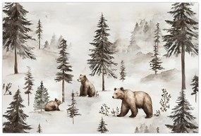 Obraz - Les s medveďmi (90x60 cm)
