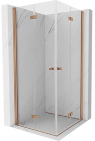 Mexen Mist-F Duo, skladací sprchový kút 120 x 120 cm, priehľadný, brúsená meď - 8A6-120L-120P-65-00