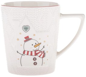 Biely porcelánový hrnček s vianočným motívom 380 ml Snowman – Dakls