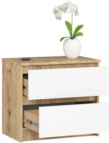 Komoda Kuba 60 cm - 2 zásuvky dub artisan/biela