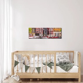 Obraz - Amsterdam, tanečné domy (s hodinami) (90x30 cm)