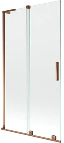 Mexen Velar L, 2-krídlová posuvná vaňová zástena 100 x 150 cm, 8mm číre sklo, ružové zlato, 896-100-003-01-60