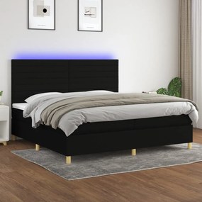 Posteľ boxsping s matracom a LED čierna 200x200 cm látka 3135543