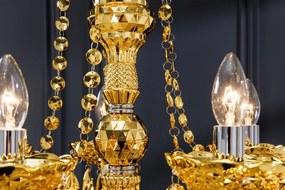 (3872) CRYSTAL krištáľový luster 15 žiaroviek zlatý