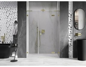 Mexen Lunar L, výklopné pravé sprchové dvere 125 cm, 8mm číre sklo, zlatý matný profil, 834SL-125-050-55-00-P