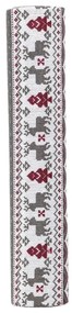 Šedo-červený vianočný behúň / látka na stôl s jeleňmi - 30*300 cm