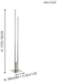 Eglo 33323 - LED RGBW Stmievateľná stojacia lampa FRAIOLI-C 2xLED/17W/230V