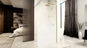 Rea Aero Ombre, sprchová zástena Walk-In 110x195 cm, 8mm číre sklo s bielym vzorom, zlatý matný profil, REA-K2465