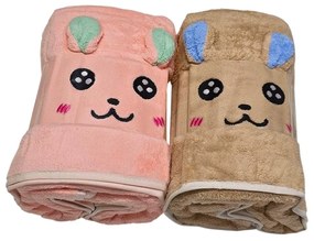 Osuška mikroplyš HOMA CUTE pink + beige 2 kusy 70x140 cm