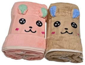 Osuška mikroplyš HOMA CUTE pink + beige 2 kusy 70x140 cm