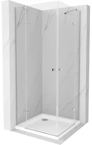 Mexen Roma Duo, sprchový kút 80 (dvere) x 80 (dvere) cm, 6mm číre sklo, chrómový profil + slim sprchová vanička 5cm biela + chrómový sifón, 854-080-080-01-02-4010