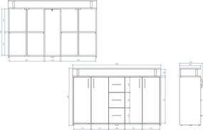 Komoda Drift, šedý betón/biela