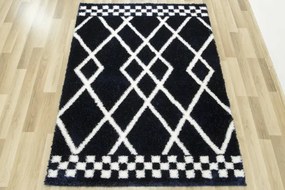Koberec Boho 656 Romby tmavomodrý / krémový