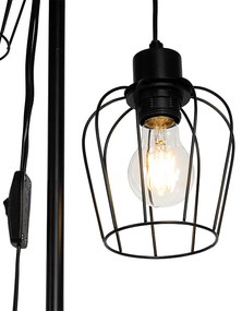 Rustikálna stojaca lampa čierna s drevom 2-svetlo - Stronk