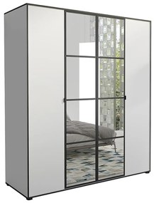 Skriňa Oslo I 180 biely/čierna/zrkadlo