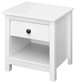 IDEA nábytok Nočný stolík TORINO biely, kovové úchytky