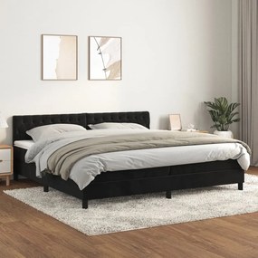 Posteľný rám boxspring s matracom čierny 200x200 cm zamat 3141505