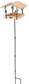 Zapichovacie kŕmidlo pre vtáky Rhi, 131,5x24,5x24,5 cm, drevo/kov, hnedá