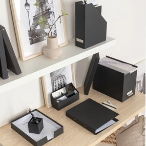 HILDA šesť-dielny čierny stolový organizér zo 100% recyklovateľného papiera