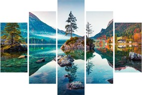 Obraz - Jazero Hintersee, Bavorské Alpy, Rakúsko (150x105 cm)