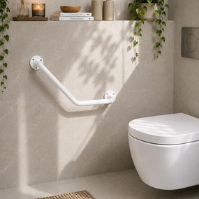 Erga Foxi, rohové kúpeľňové madlo pre seniorov 54cm, biela matná, ERG-YKA-P.FOXI-WHT