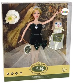 Lean Toys Bábika Emily v elegantných šatách s mačiatkom