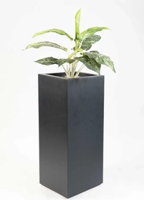 Hranatý kvetináč BLOCK, výška 75 cm, materiál MDF, čierny mat