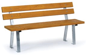 Vonkajšia lavička WOODY s operadlom 1+1 ZADARMO, zinková, 1500 mm, limba
