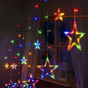 Vianočná svietiaca reťaz - hviezdy - 92 LED RGB - 250x110 cm s diaľkovým ovládaním
