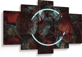 Obraz - Neónový kruh medzi palmami (150x105 cm)