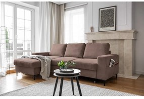 Hnedá menčestrová rozkladacia rohová pohovka (ľavý roh) Lofty Lilly – Miuform