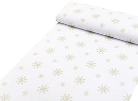 Biante Teflónový behúň na stôl TF-102 Vianočné béžové vločky na bielom 45x160 cm