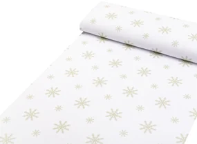 Biante Teflónový behúň na stôl TF-102 Vianočné béžové vločky na bielom 45x120 cm