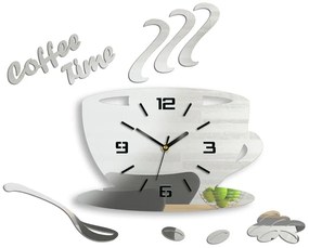Moderné nástenné hodiny COFFE TIME 3D MIRROR mirror