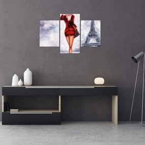 Obraz - Žena a Eiffelova veža (90x60 cm)