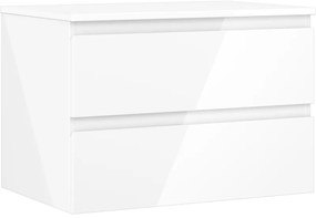 Mexen Orio, kúpeľňová skrinka 70 cm s hornou časťou, 2 zásuvky, biela lesklá, 91A10-07047-2-BFFC00