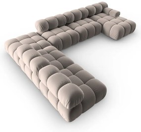 Svetlohnedá zamatová modulárna rohová pohovka (ľavý roh/do tvaru "U") Bellis – Micadoni