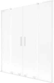 Mexen Velar L Duo, 2-krídlová posuvná vaňová zástena 160 x 150 cm, 8mm sklo námraza, biela matná, 896-160-003-32-20