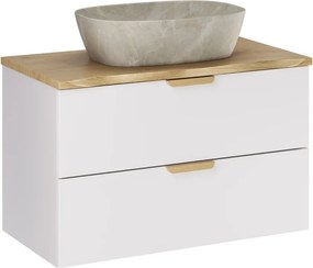 Závěsná skříňka Aster Nature Anna s deskou a umyvadlem 80 cm bílá/dub cremona
